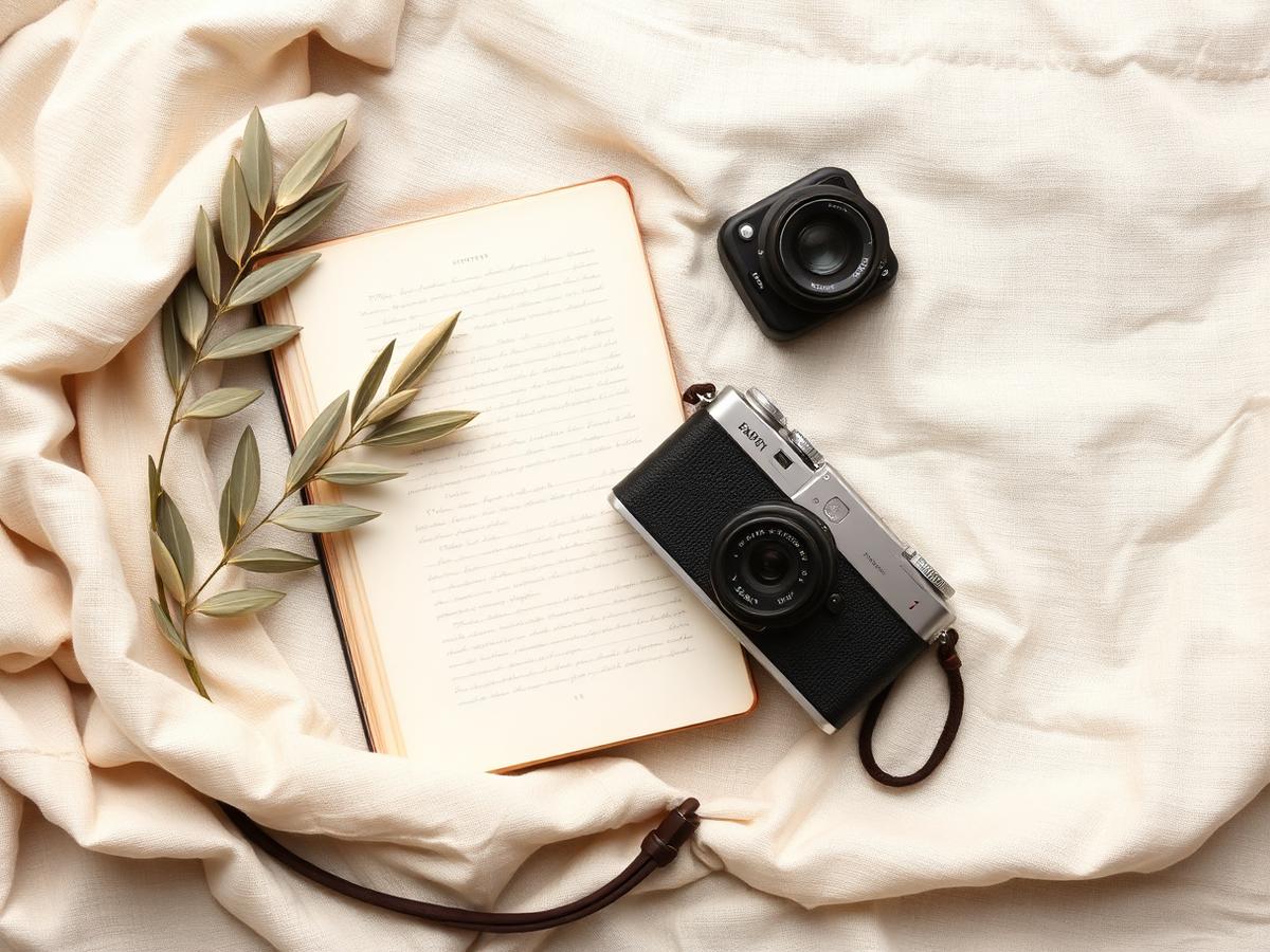 A travel journal and camera